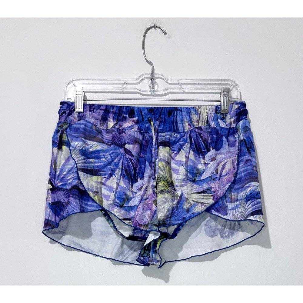 Athleta Kailua Petal Womens Swim Shorts M Purple Elastic Waist Lightweight Lined